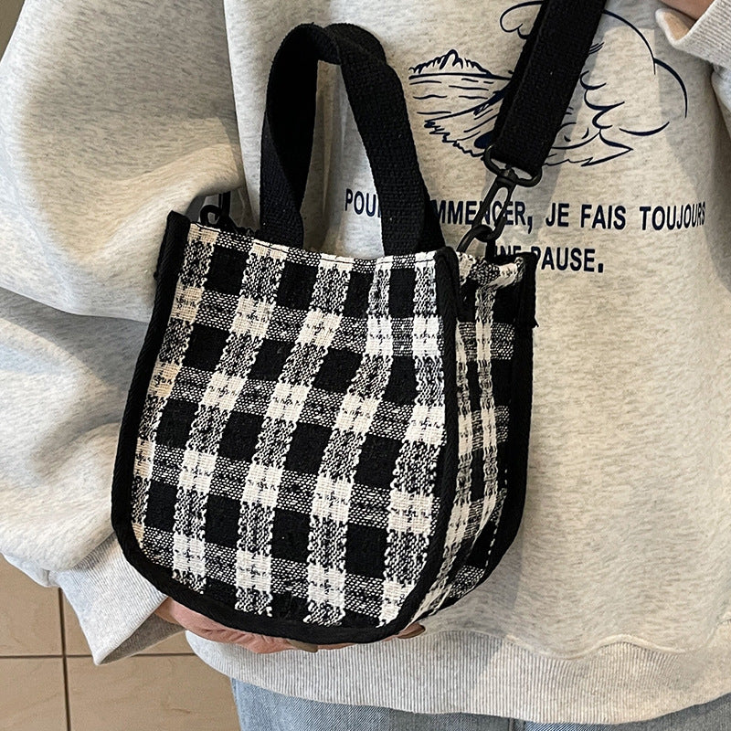 Charming Plaid Shoulder Tote Bag
