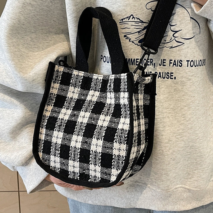Charming Plaid Shoulder Tote Bag