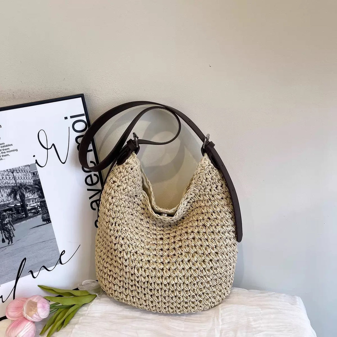 Braided shoulder bag with elegant leather strap Stornfield