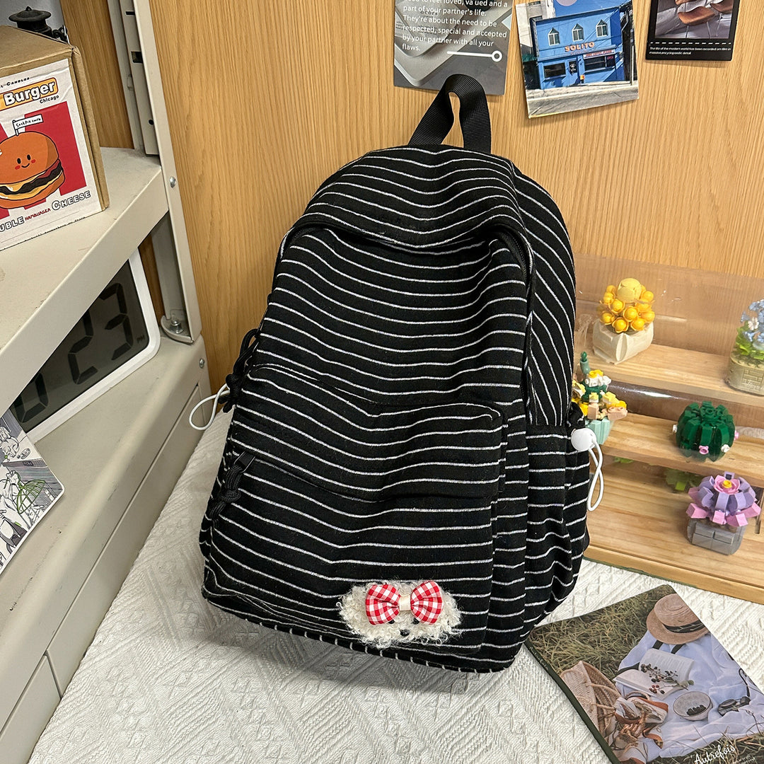 Striped Cozy Fabric Backpack Stornfield