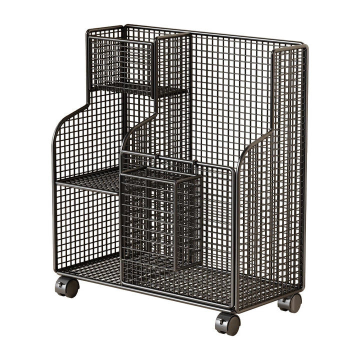 Compact Over-Cabinet Hanging Wire Grid Storage Basket with Dual Hooks