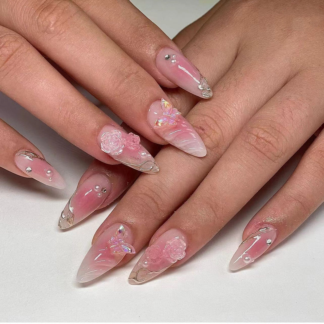 Artistic Floral Nail Extensions Stornfield