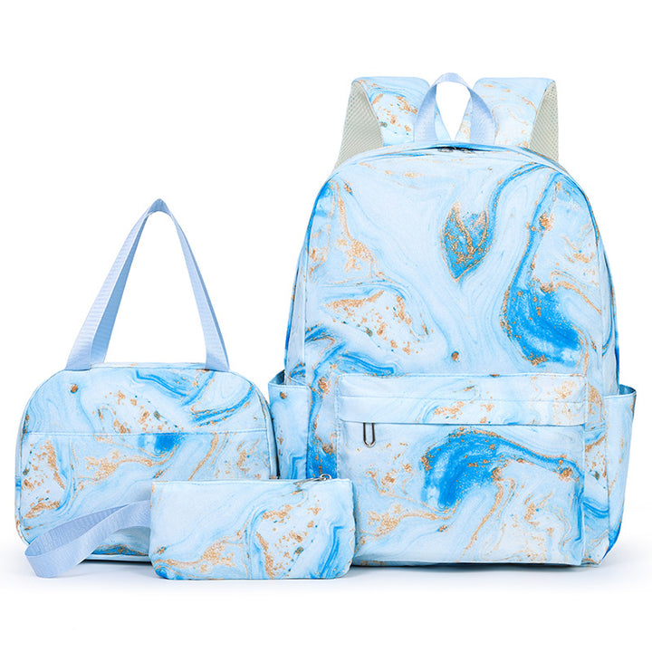 Marble Pattern Multi-Piece Backpack Set