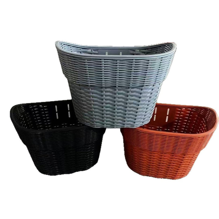 woven rattan style PVC bicycle front basket with quick release mounting Stornfield