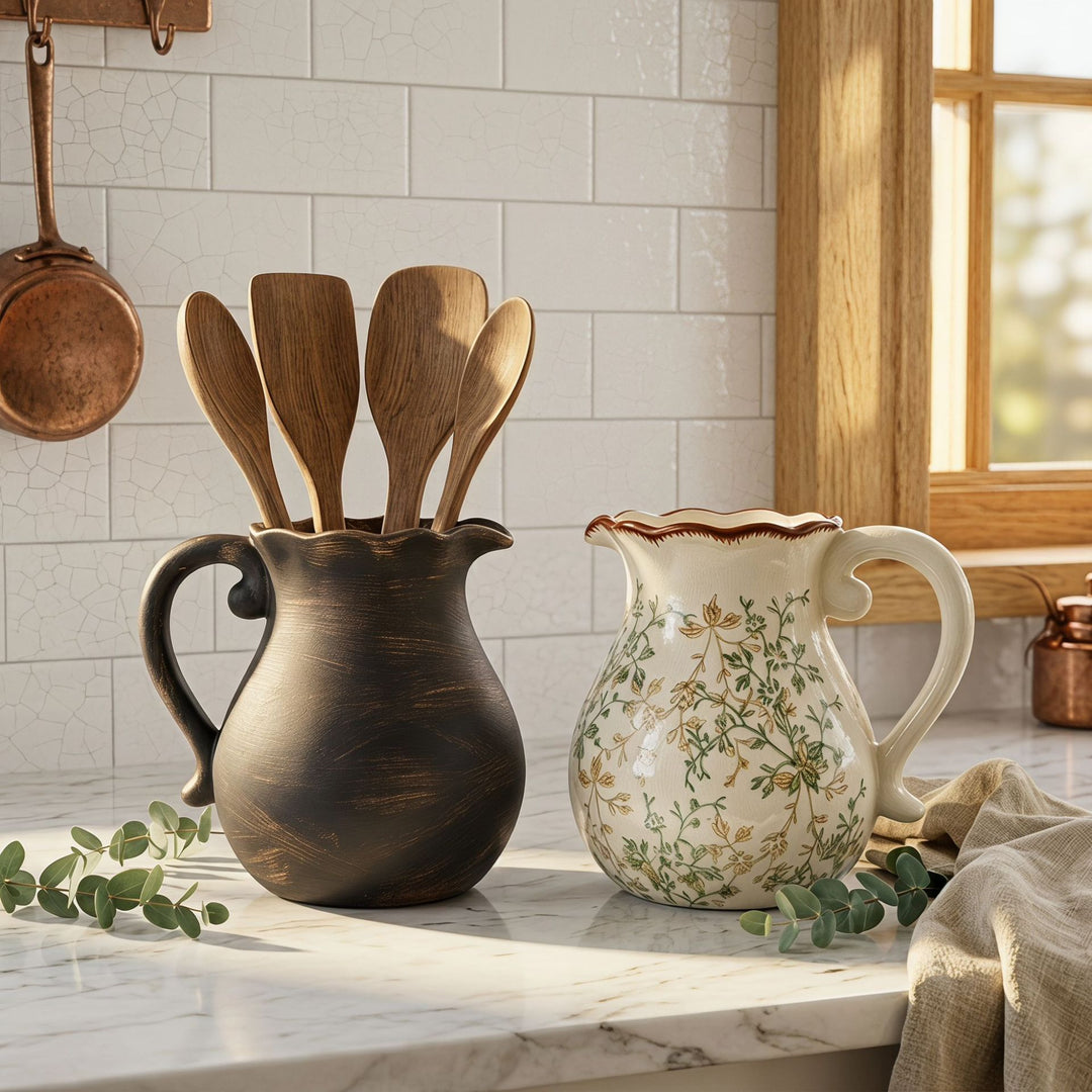 Elegant ceramic jug with floral patterns Stornfield