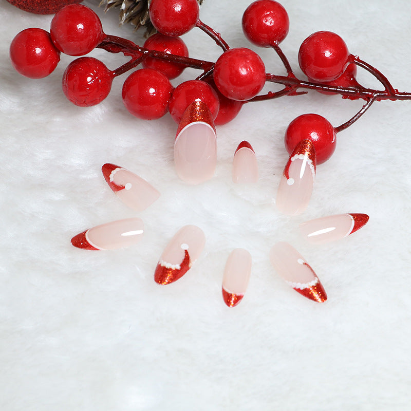 Festive French Tip Press-On Nail Set Stornfield