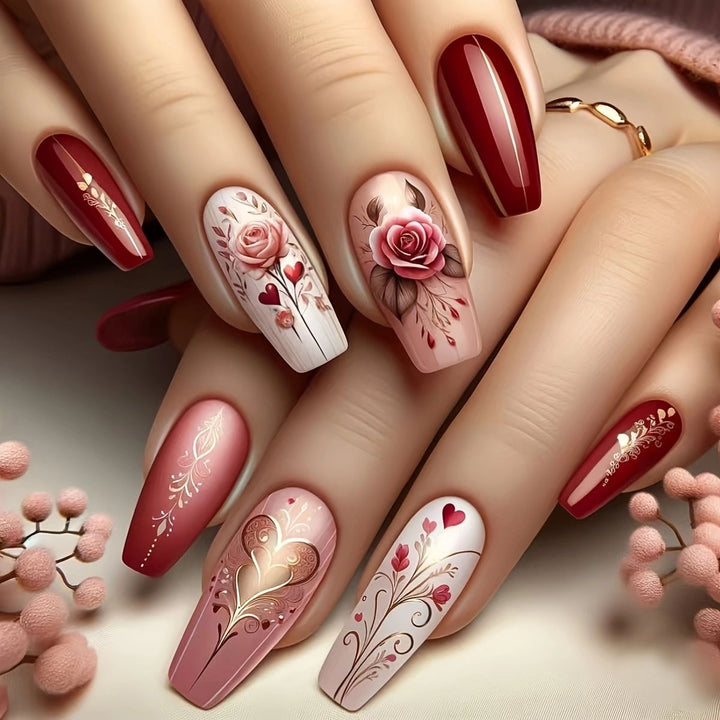 Floral Art Acrylic Nail Set Stornfield