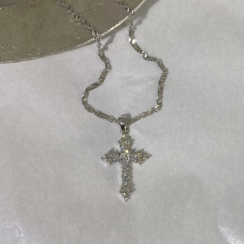 Cross pendant necklace with sparkling zirconia stones Stornfield