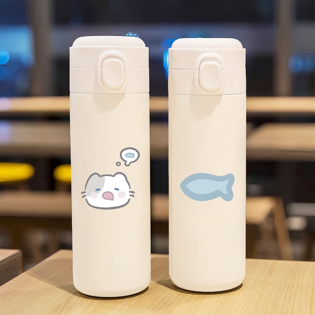 Women's insulated drinking bottle with secure flip-top lid and cute cat design Stornfield