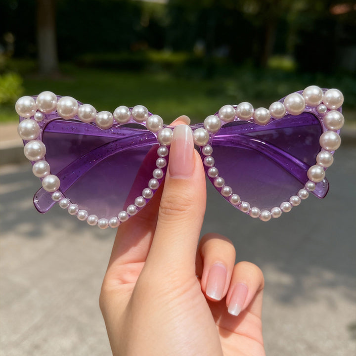 Decorative Pearl-Embellished Cat-Eye Sunglasses Stornfield