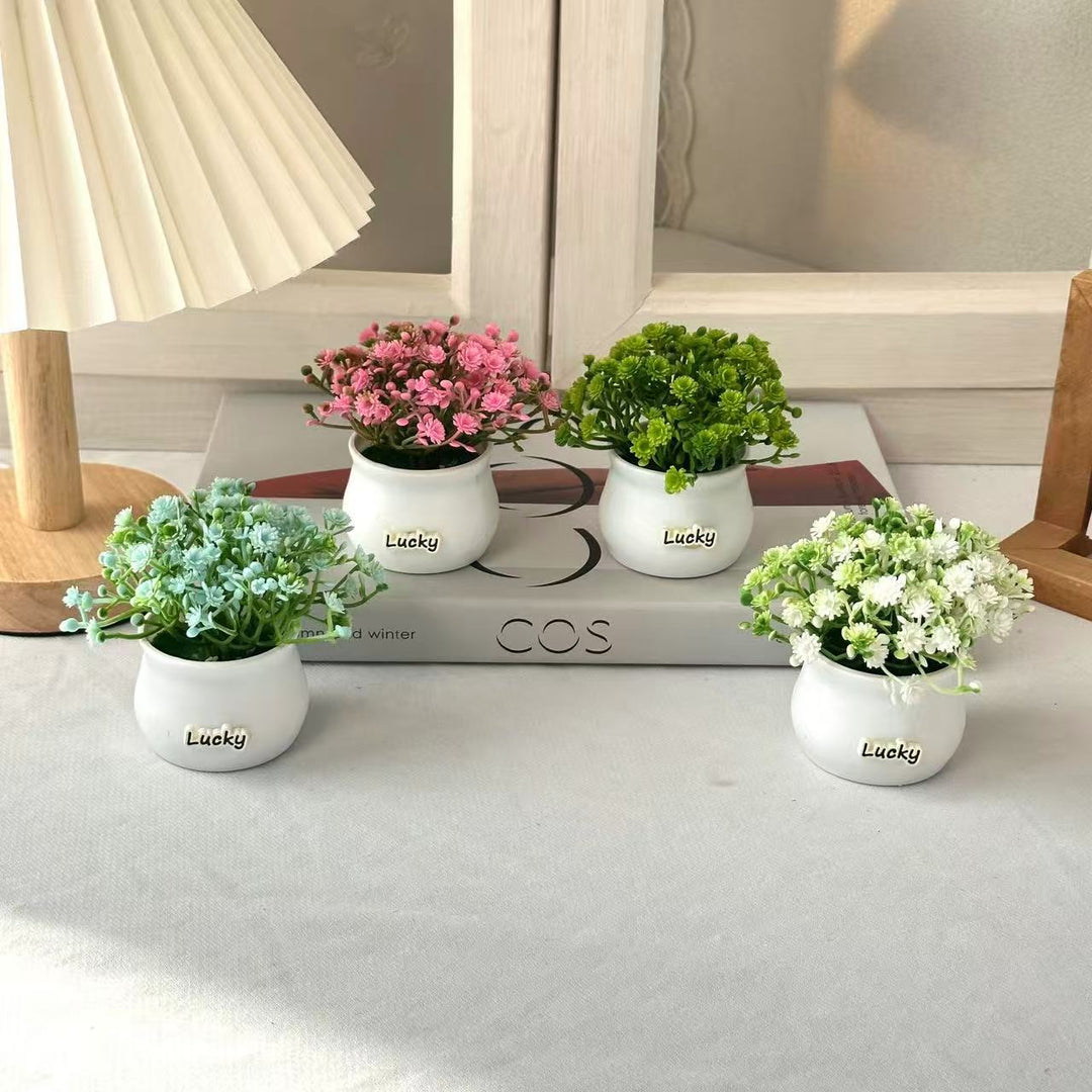 Lifelike Miniature Potted Floral Arrangement