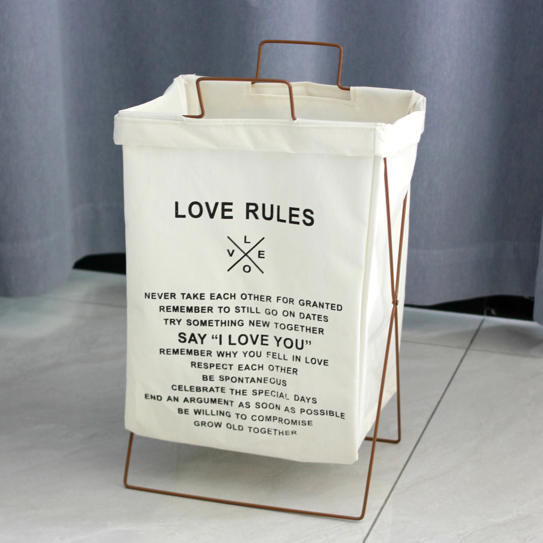 Decorative laundry basket with inspiring quotes Stornfield