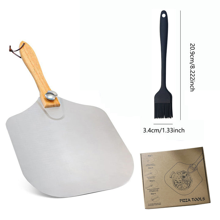 professional pizza peel set with foldable stainless steel shovel ergonomic wooden handle pizza cutter rocker and bench scraper Stornfield