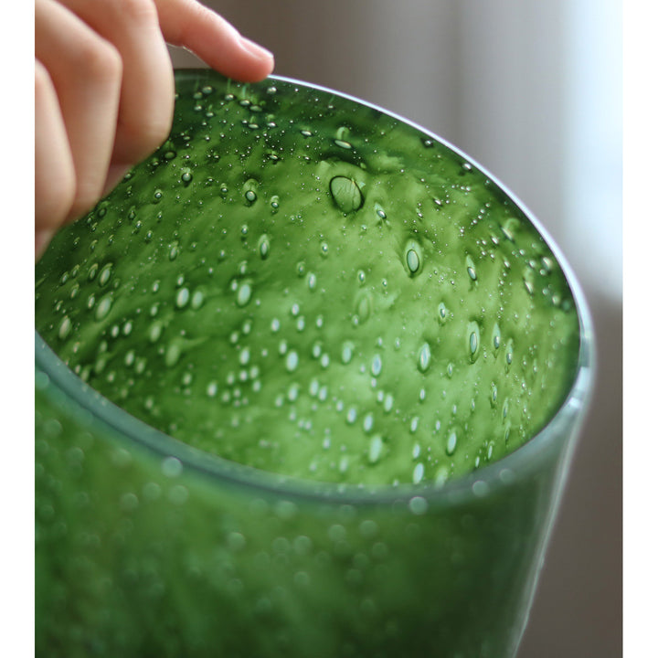Tall Art Glass Ombre Cylinder Bud Vase with Encased Bubble Texture Stornfield