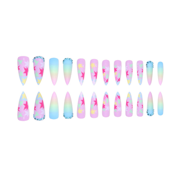 Floral Leaf-Designed Stiletto Press-On Nails Stornfield