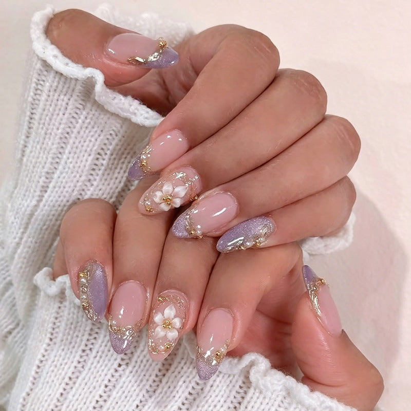 Floral Embellished Press-On Nail Set