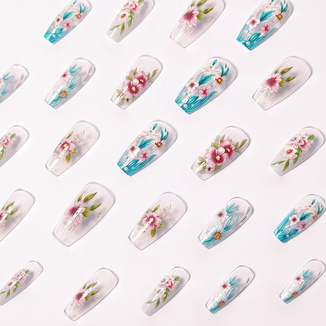 Artificial nail design with floral accents Stornfield