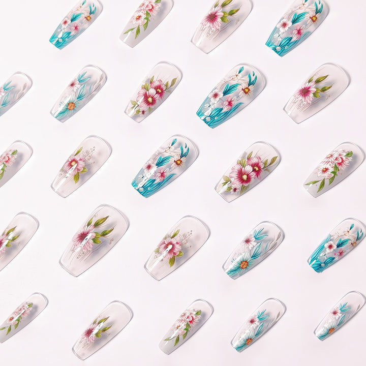 Artificial nail design with floral accents Stornfield