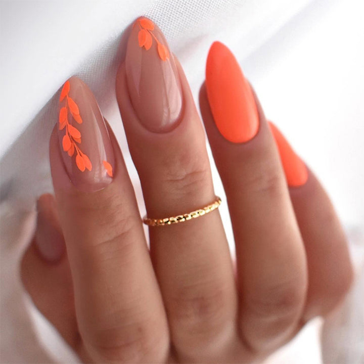 Artistic Press-On Nail Set with Seasonal Floral Designs Stornfield