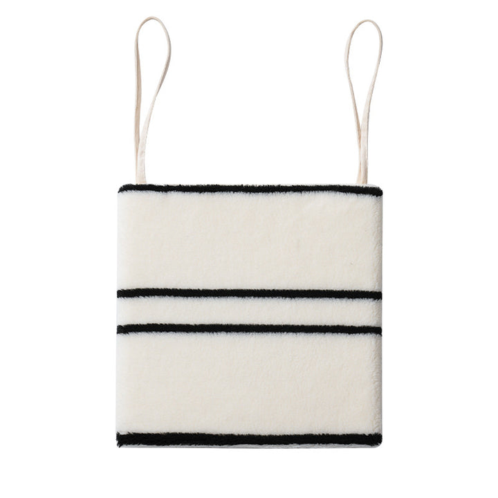 Reversible seat cushion made of teddy plush with non-slip bottom and contrast stripes Stornfield