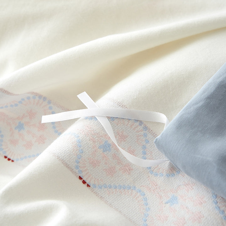 Reversible Cotton Sateen Duvet Cover Set with Soft-Brushed Finish and Embroidered Stripe Detail