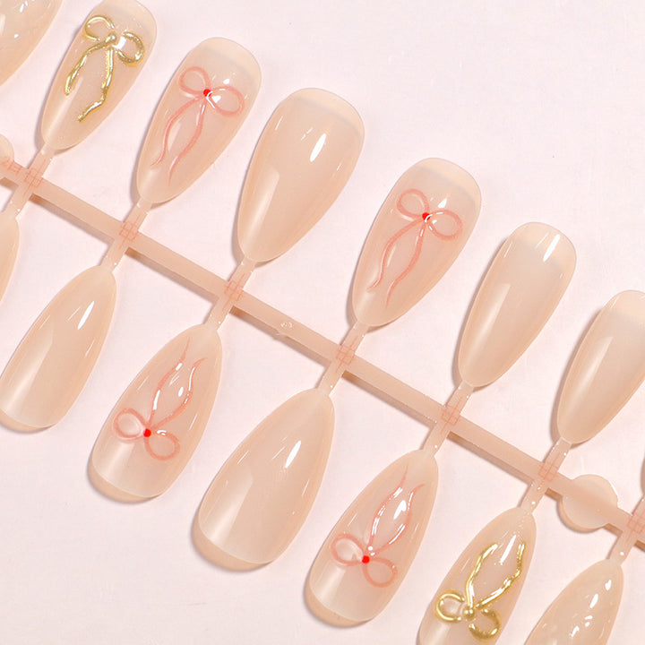Decorative Press-On Nail Art Set with Bow Highlights Stornfield