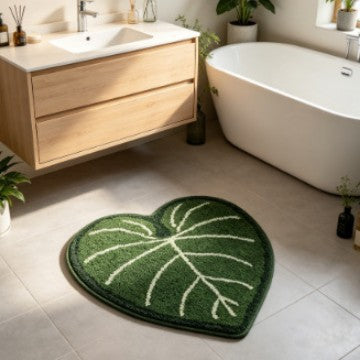 Leaf-Shaped Plush Bath Mat