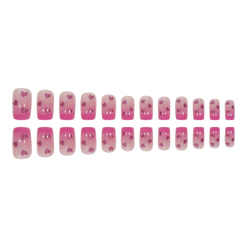 Heart-Embellished Ombre Press-On Nails Stornfield