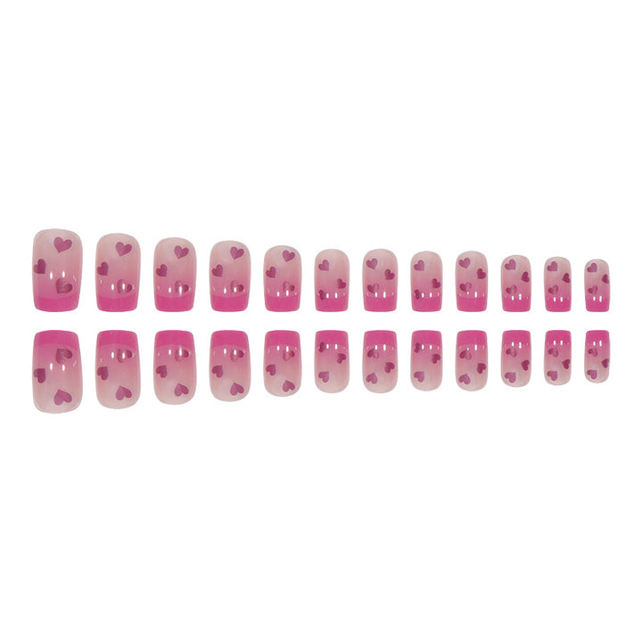 Heart-Embellished Ombre Press-On Nails Stornfield