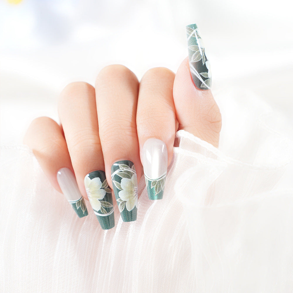 Artistic Floral Press-On Nail Set Stornfield