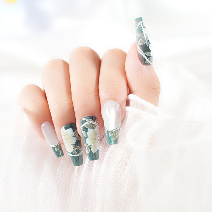 Artistic Floral Press-On Nail Set Stornfield