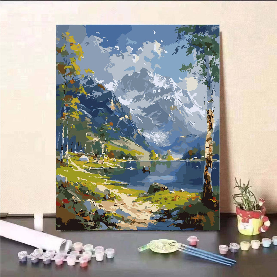 Scenic Mountain Lake Paint by Numbers Kit Stornfield
