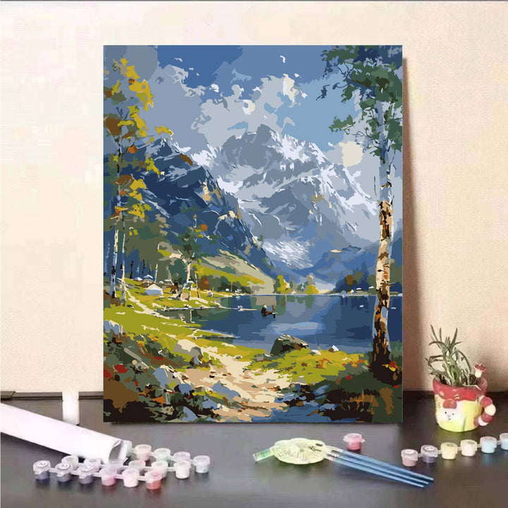Scenic Mountain Lake Paint by Numbers Kit Stornfield