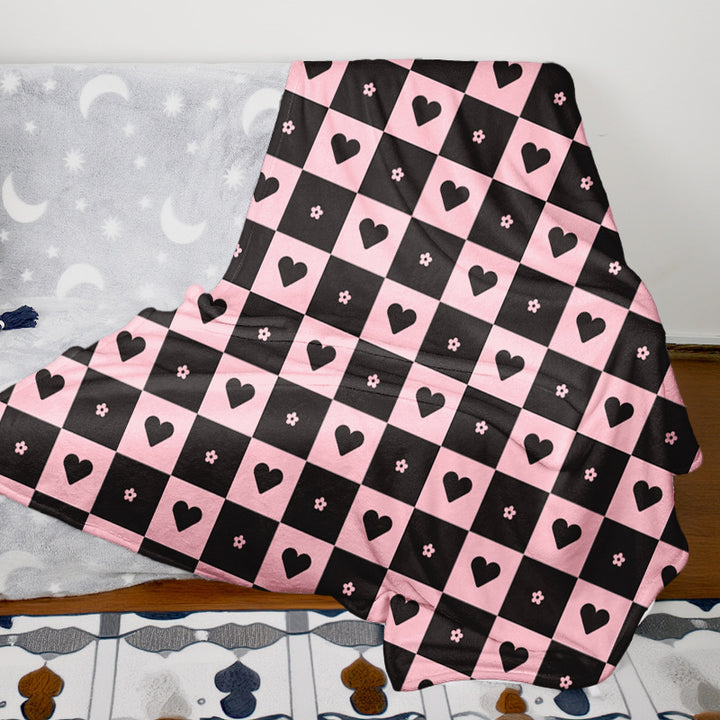 Heart Pattern Fleece Throw Blanket
