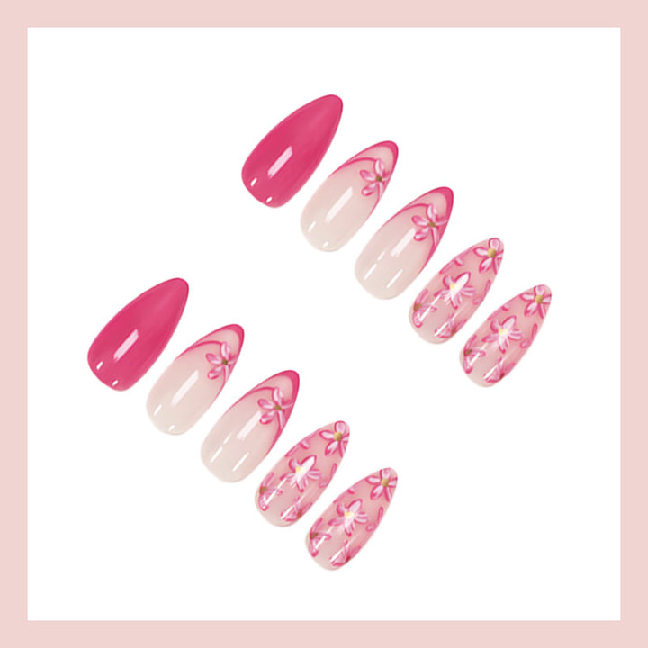 Artificial nail set with floral accents and elegant designs Stornfield