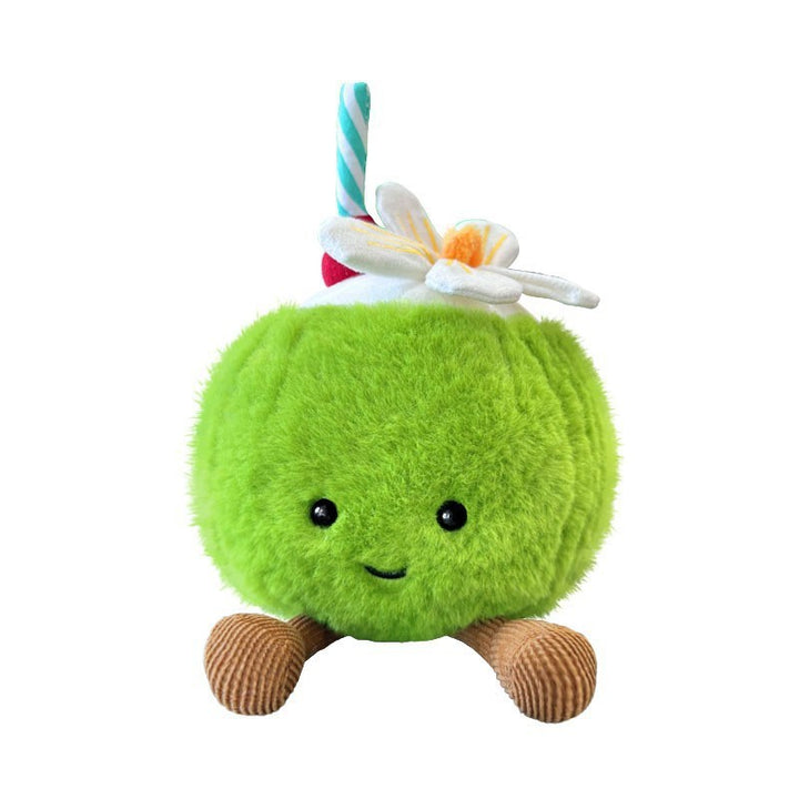 Plush Palm-Tree Character Sitting Soft Toy with Embroidered Face and Corduroy Legs Stornfield