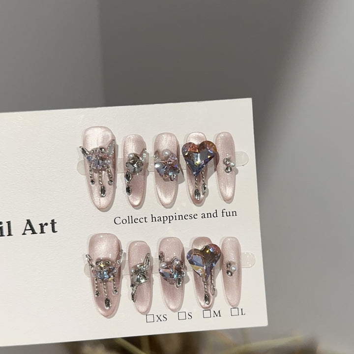 Glamorous Rhinestone Accented Press-On Nail Art Set