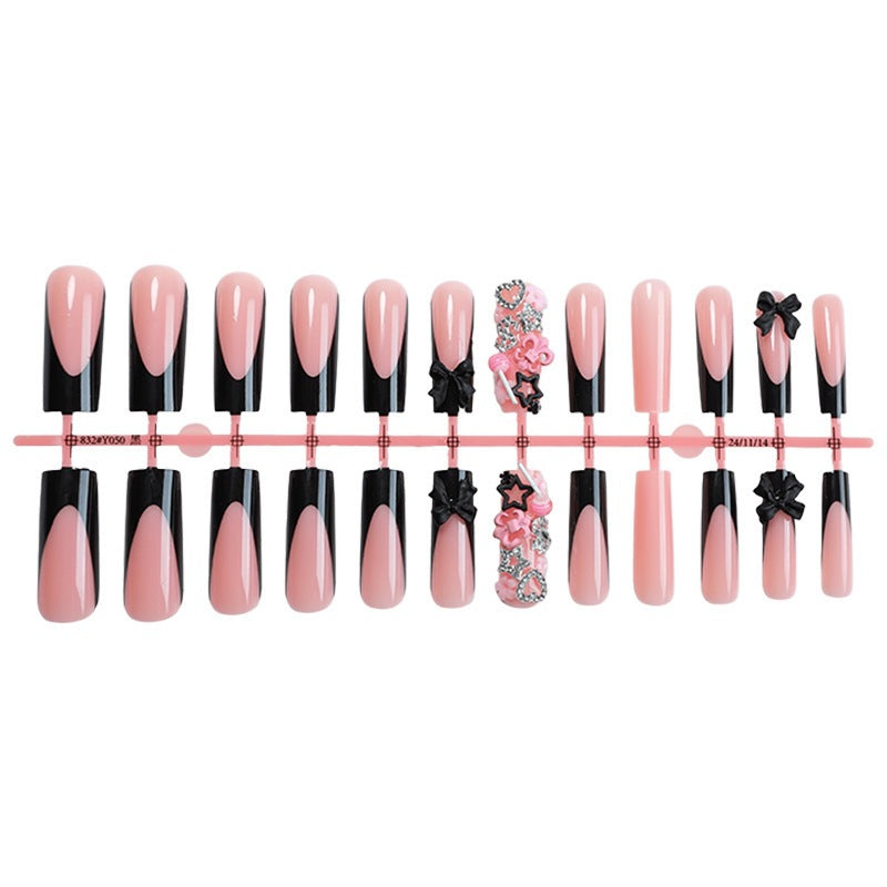 Nail set with elegant black-pink design Stornfield