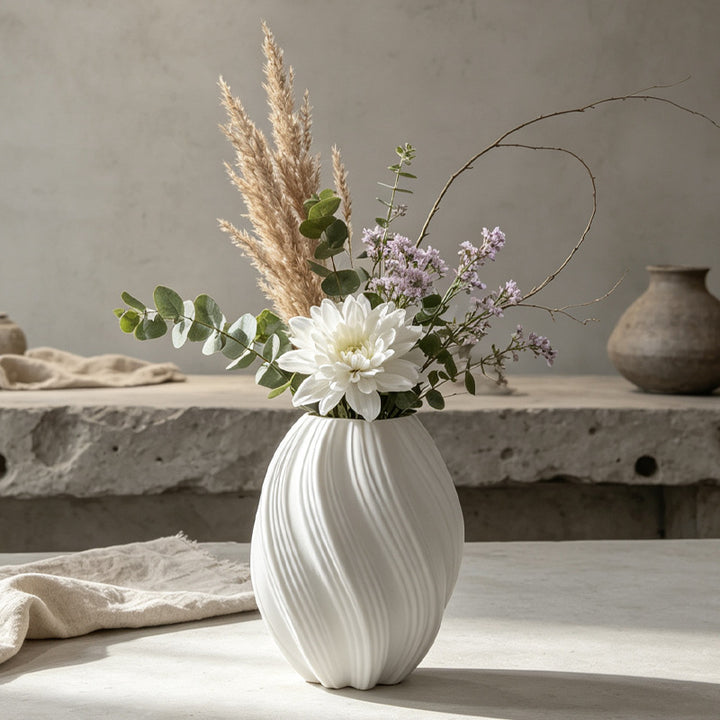 Elegant Vertical Ribbed Decorative Vase Stornfeild