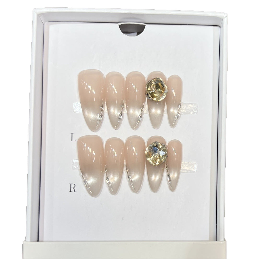 Elegant Stiletto Nail Art Set with Crystal Embellishments Stornfield