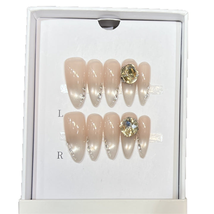 Elegant Stiletto Nail Art Set with Crystal Embellishments Stornfield