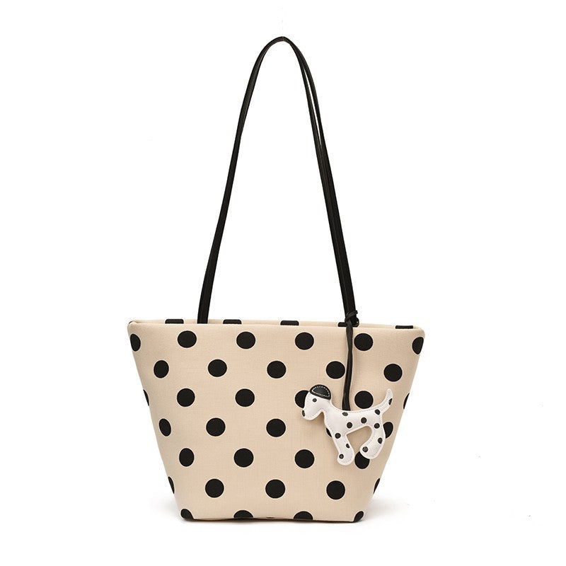 Polka Dot Canvas Shoulder Tote Stornfield