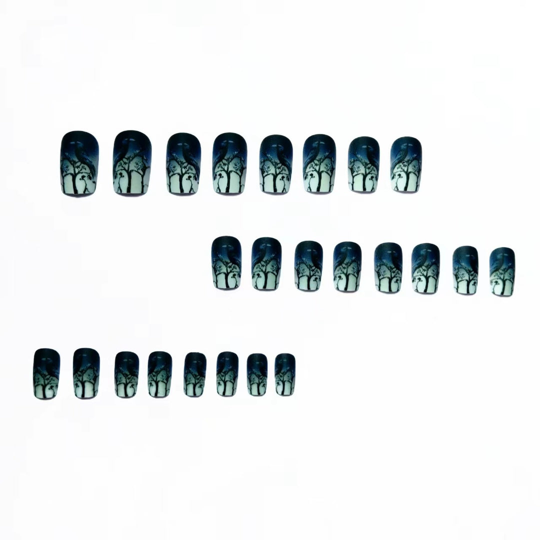 Creative skull and crow design artificial nails Stornfield