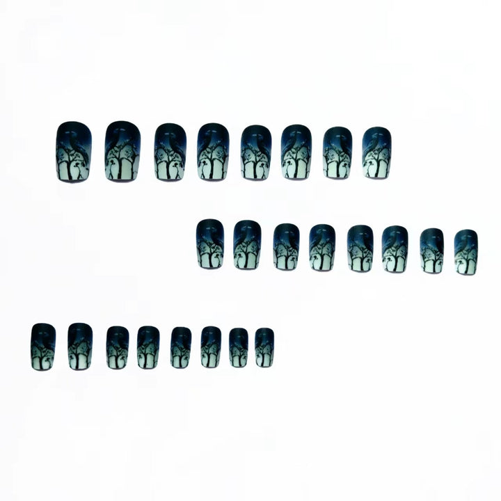 Creative skull and crow design artificial nails Stornfield