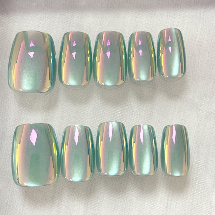 Iridescent Glossy Press-On Nail Set Stornfield