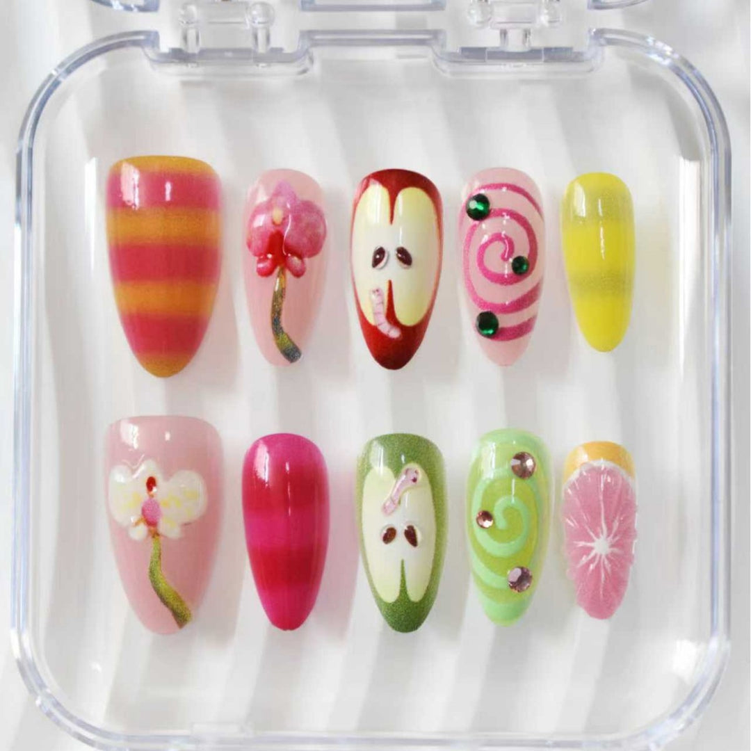 Decorative 3D Floral Press-On Nail Extensions Stornfield