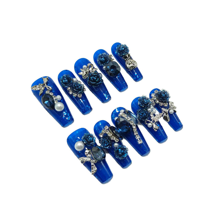 Glamorous artificial nails with floral decoration Stornfield
