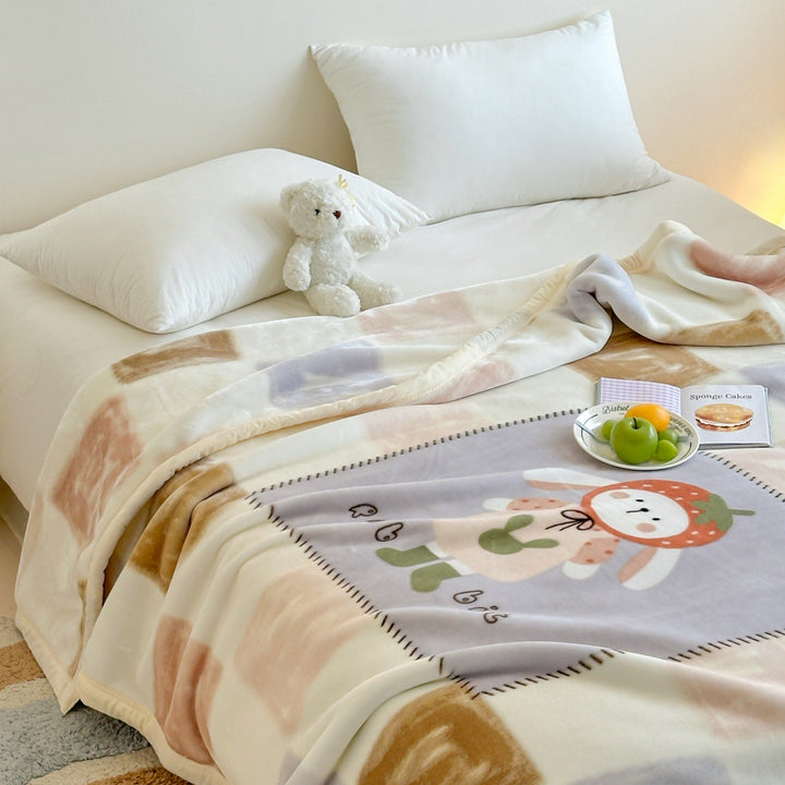 Plush Microfiber Cartoon Bear Fleece Throw Blanket