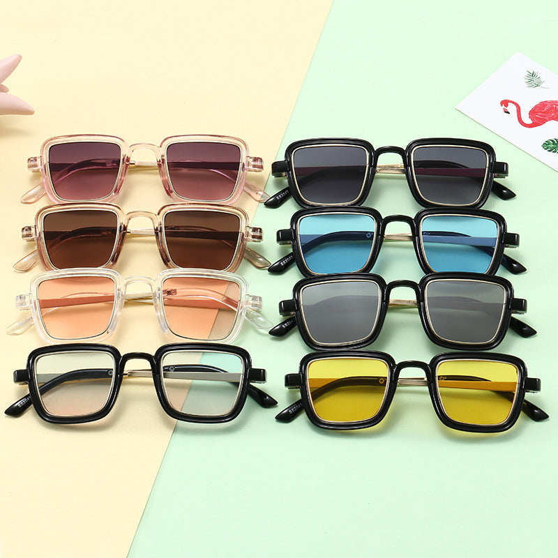 Women's square sunglasses with transparent frame and gold accents Stornfield
