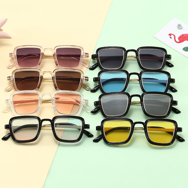 Women's square sunglasses with transparent frame and gold accents Stornfield